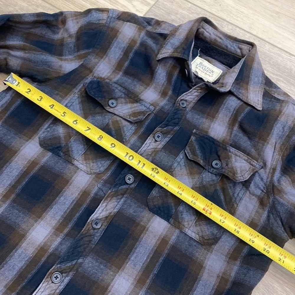 Boston‎ Traders Sherpa Plaid Flannel Shacket Shirt Jacket Grunge Casual Lined